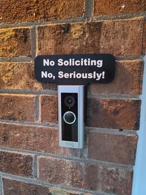 No Soliciting Sign for Ring Video Doorbell Pro 2