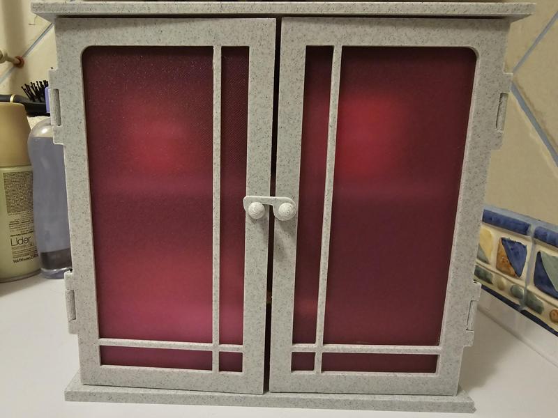 Small bathroom cabinet with shelf and "frosted glass" doors