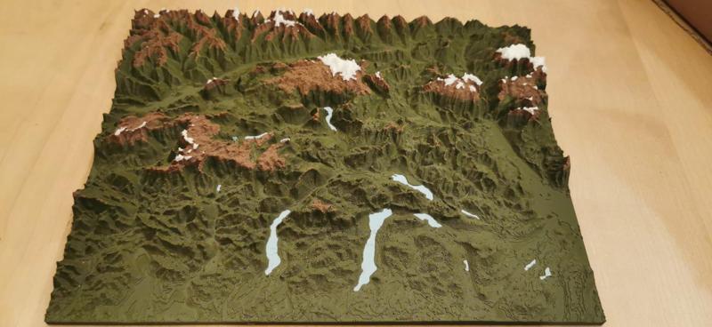 Salzkammergut 3D Terrain Map Coloured