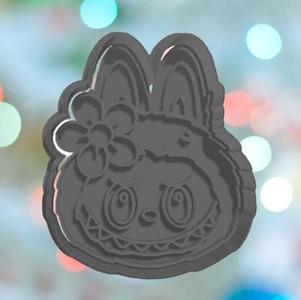 Labubu Face With Flower Cookie Cutter