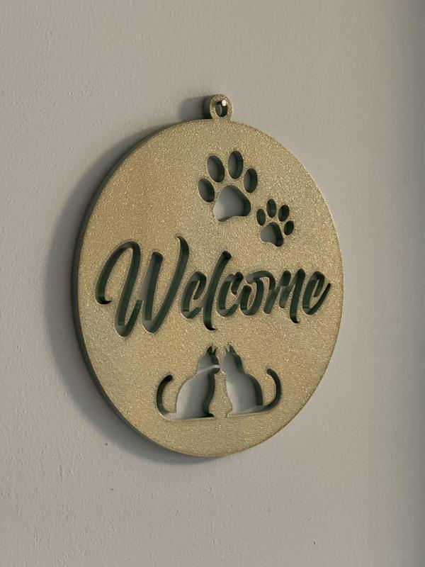 Welcome Sign Paws and Cats