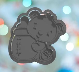 Baby Shower Bear with Bottle Cookie Cutter