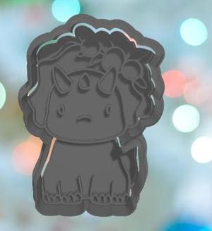 Dinosaur Triceratops Floral  Cookie Cutter