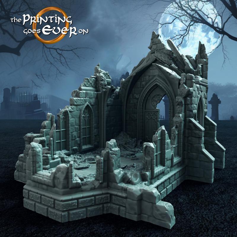 Ruined Gothic Chapel - Supportless Cemetery Terrain