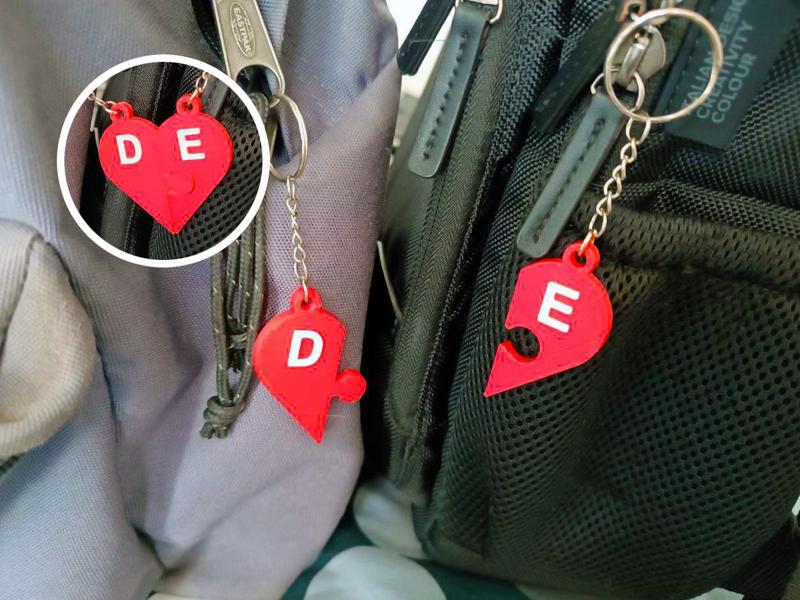 Valentine Heart Puzzle Piece Keychain