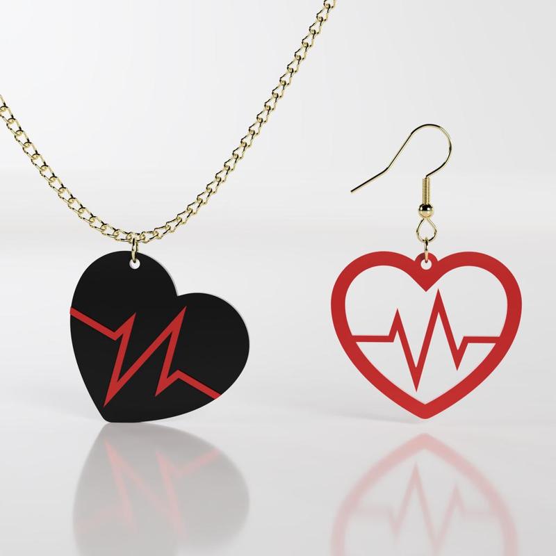 Heartbeat earrings pendant