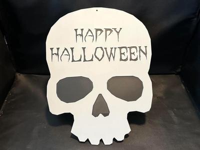 Large Simple 2 Color Happy Halloween Skull Sign 