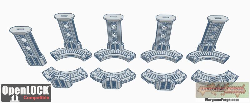 Round Grate Edge Pillars Expansion Set OpenLOCK Industrial Platform Series