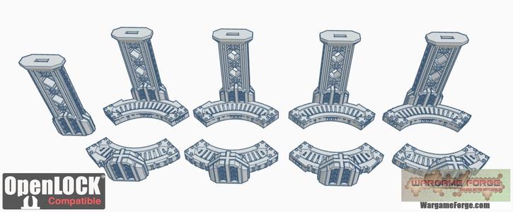 Round Grate Edge Pillars Expansion Set OpenLOCK Industrial Platform Series