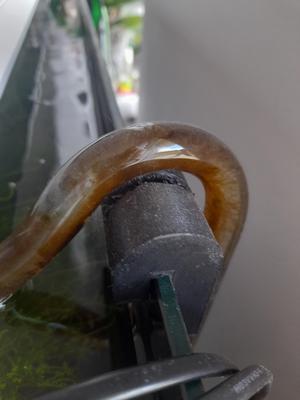 The hose adapter goes through the top of the aquarium