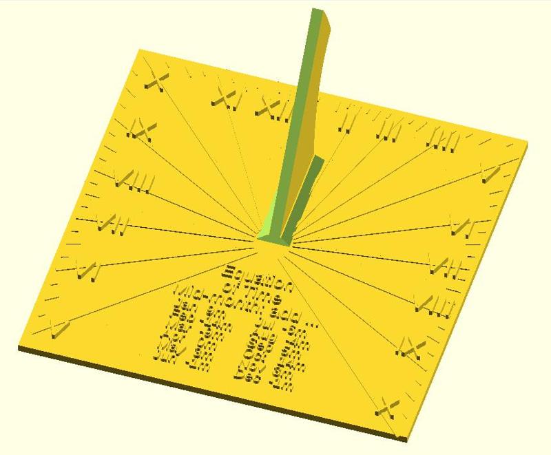 Highly configurable square sundial