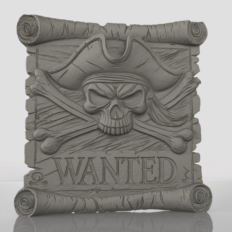 Skull Wanted  Bas Relief Decor