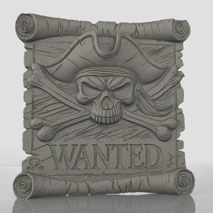 Skull Wanted  Bas Relief Decor