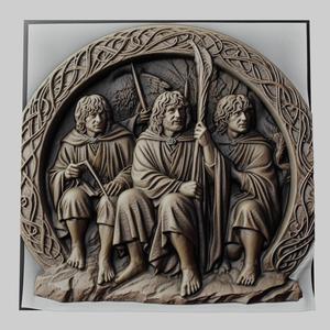 Lord of Rings Merry Brandybuck 3d printer relief medallion stone tablet obj stl