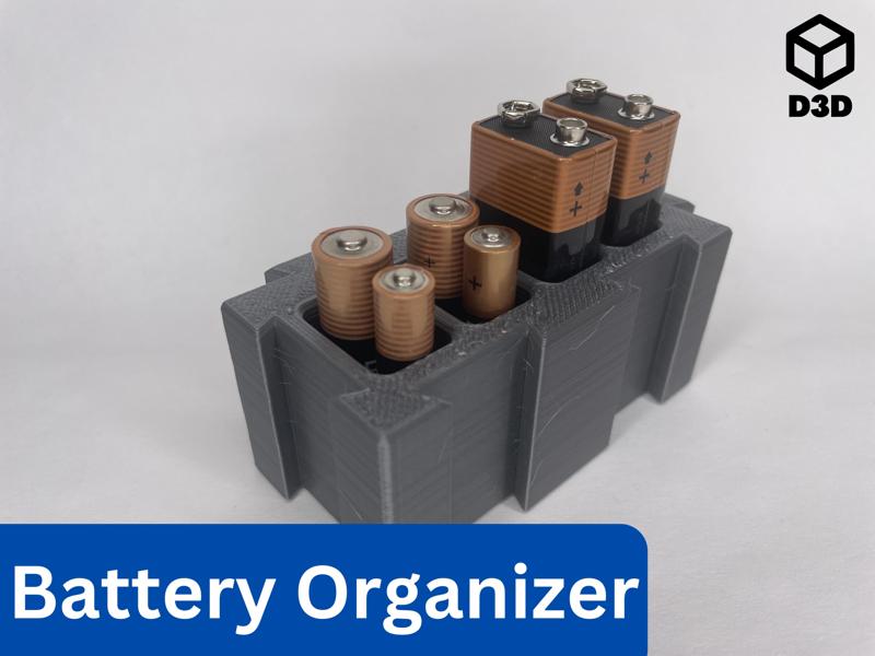 AAA, AA, or 9V Battery Organizer (Modular Dovetail Organization System)
