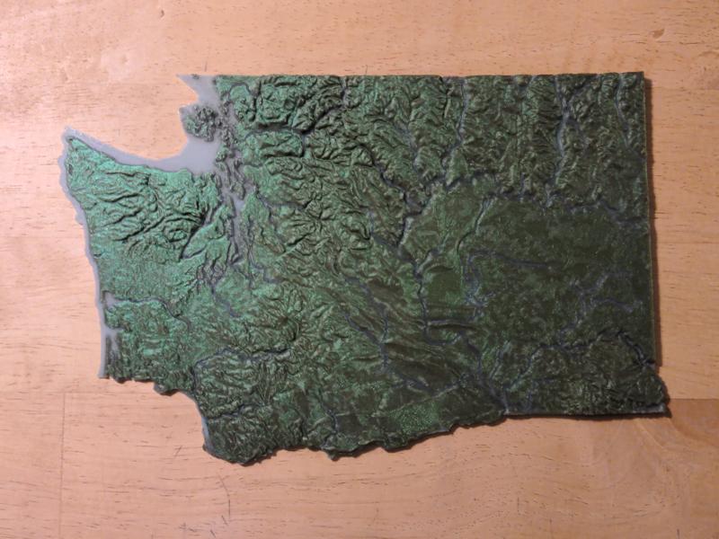 Washington, USA (WA) Topographic Map with Hydrographic Features
