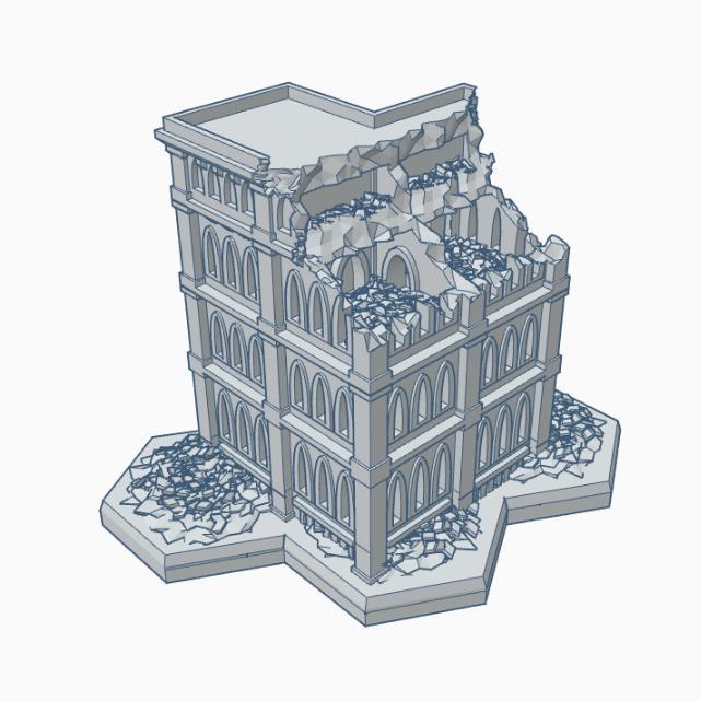 Gothic Ruined Building 11 with Hex Base GRHB011