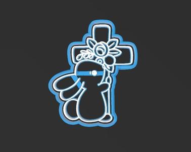 Cross with bunny, easter, cookie cutter
