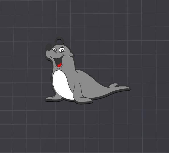 cute animal , neal the seal keychain / necklace charm