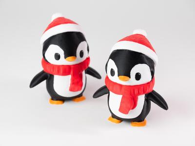 Cute Penguin with Scarf and Beanie Hat