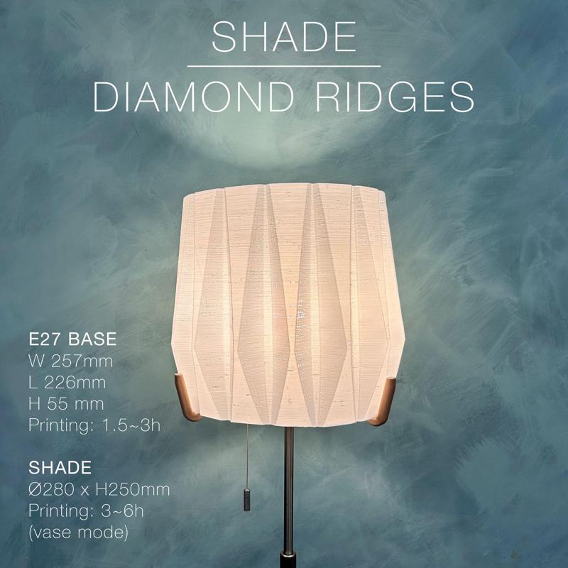 DIAMOND RIDGES | E27 Lamp Shade & base