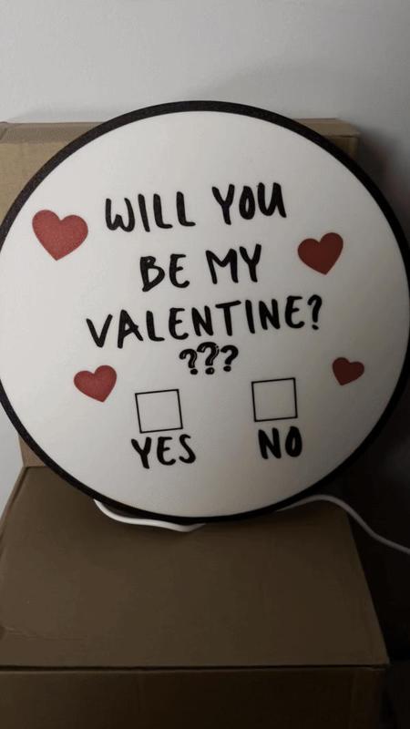 Will you be my Valentine Yes or No Light Box