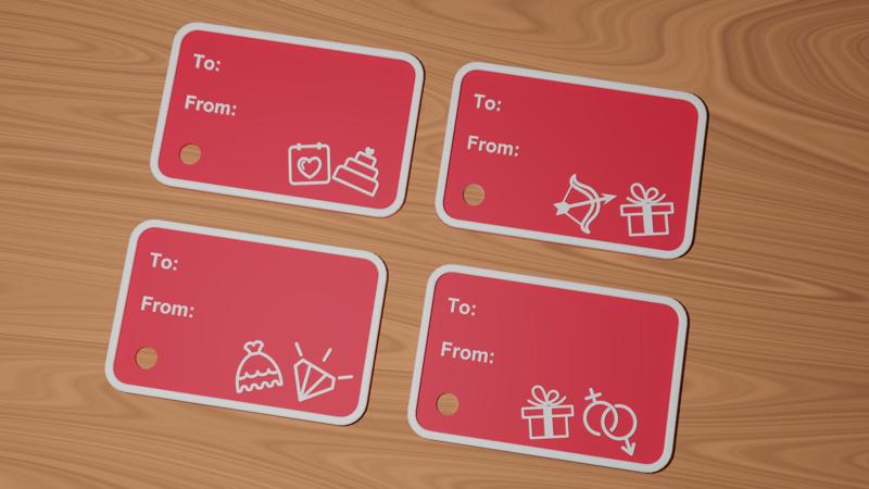 Valentines Day Gift Tags - 4 Pack - add your text