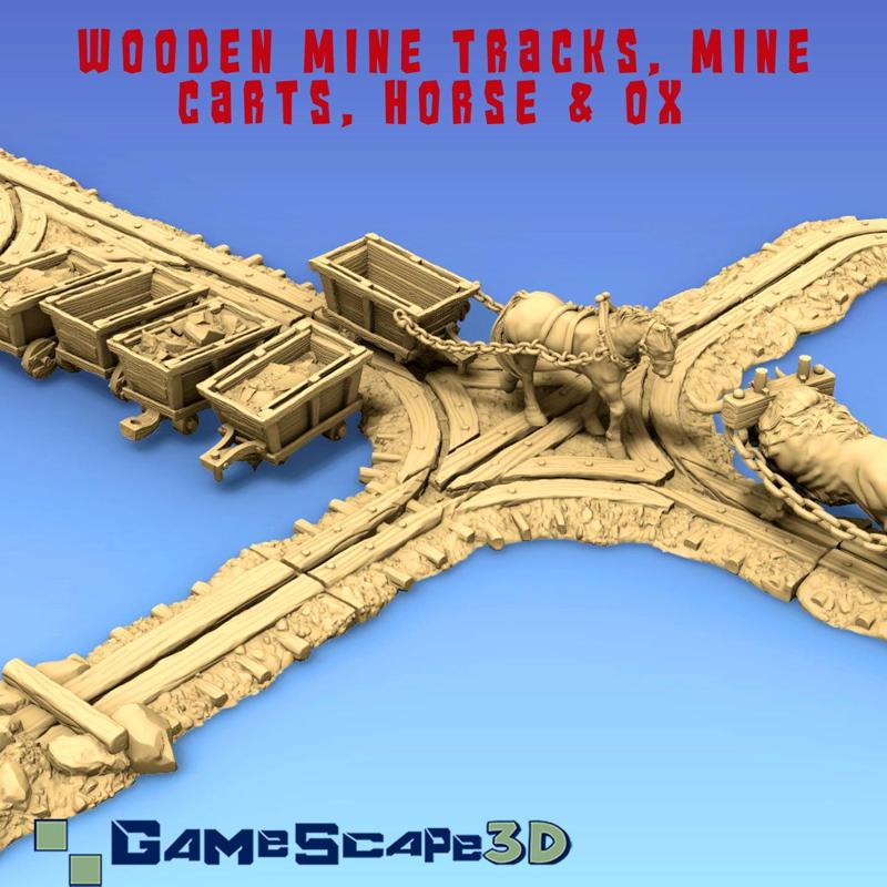 Wooden Mining Tracks & Mining Cart
