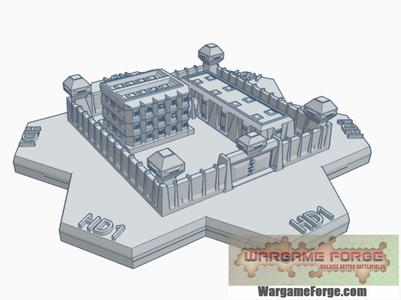 Military Security Complex Hex Map Scale HMSMil015
