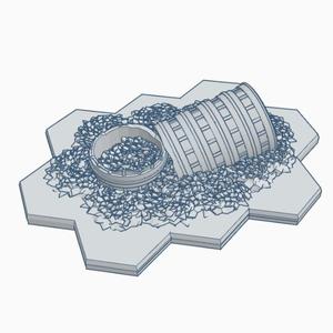 Sci-Fi Destroyed Building 4 with Hex Base SFDHB004