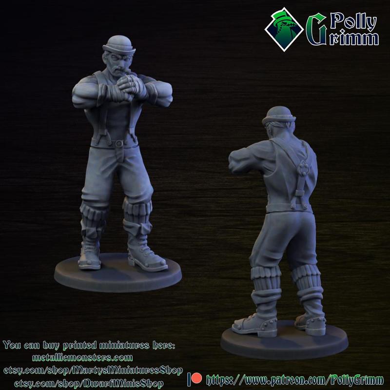Victorian boxer thug. Steampunk tabletop miniature