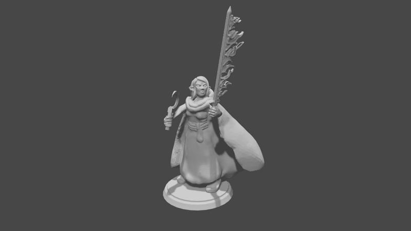 Elf With Flame Blade And Sickle