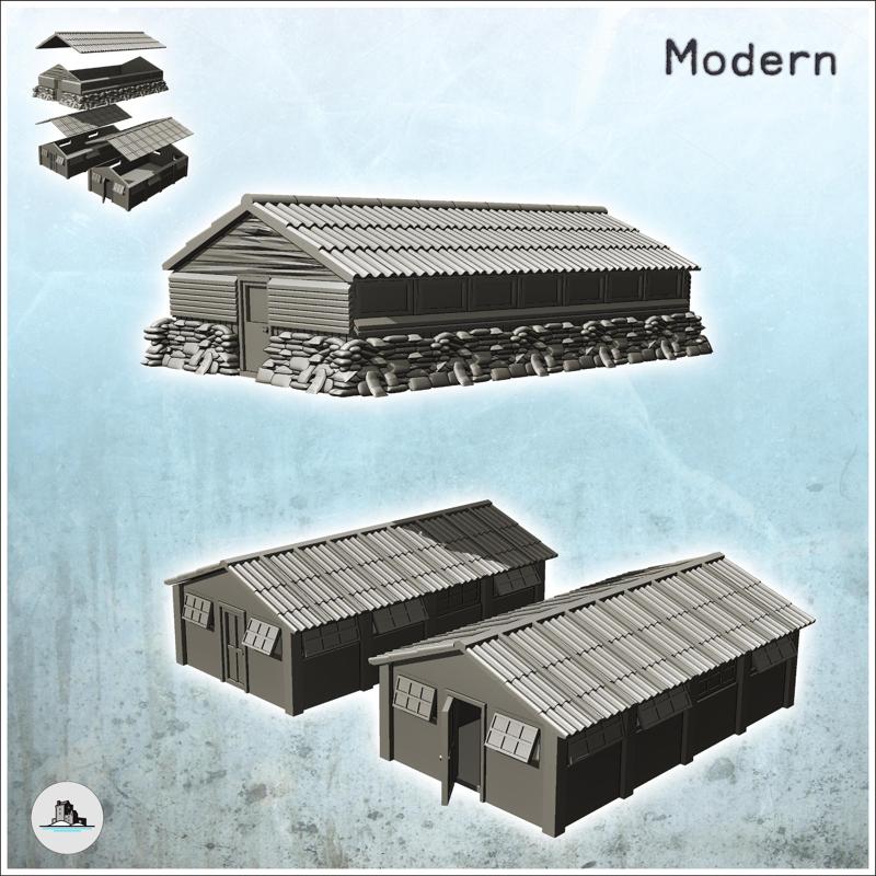 Set of three modern military barracks (1) - Cold Era Modern Warfare Conflict World War 3 RPG  Post-apo