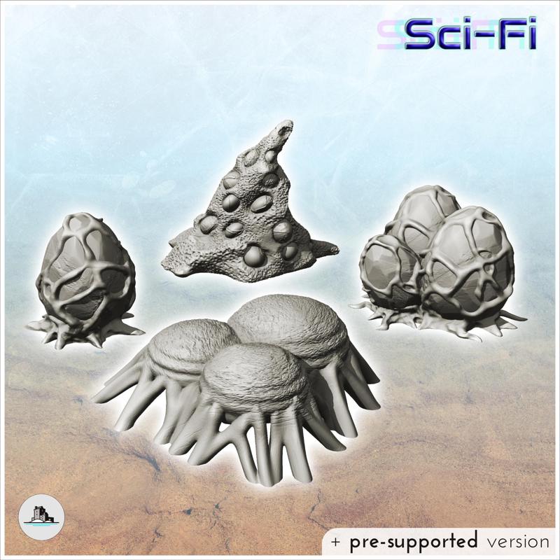 Set of alien eggs (3) - Future Sci-Fi SF Post apocalyptic Tabletop Scifi Wargaming Planetary exploration RPG Terrain