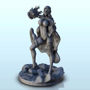 Sexy warrior on rock with club (nsfw version) - Medieval Fantasy Magic Feudal Old Archaic Saga 28mm 15mm