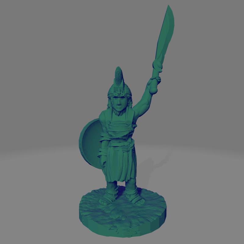 Support-Free Amazon Hoplite with Kopis Sword