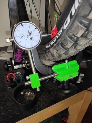 Dial indicator bracket for Parktool truing stand