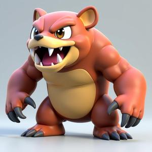 Angry Cartoon Bear Character 3D Model – Multicolor 3D Printable Bear (STL & 3MF Files)