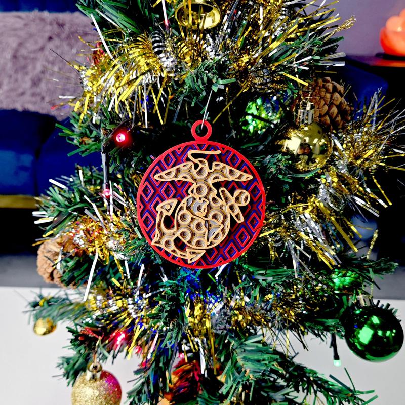 US Marines Tribute Mosaic Holiday Ornament