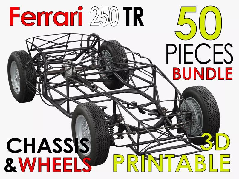 Ferrari 250 TR Chassis Frame Undercarriage - Wheels Pack Bundle 3D Model Collection
