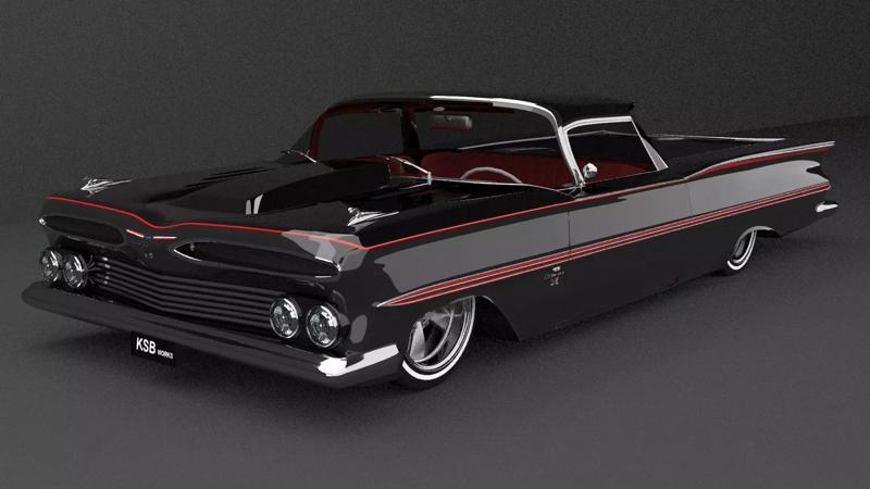 1959 chevy el camino lowrider stl obj fbx
