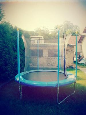 End cap for trampoline enclosure. Net holder.