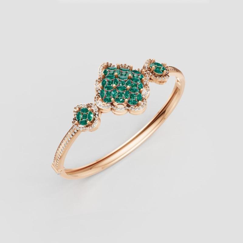 3D Printable Jewelry design of Bangle with diamonds