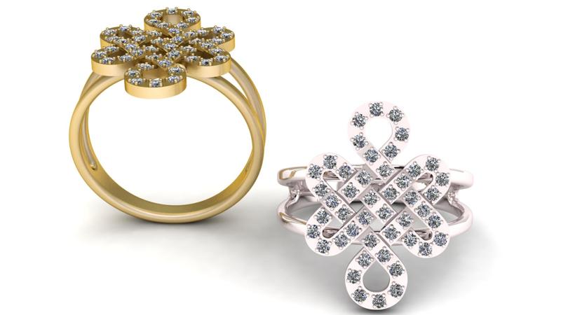 Infinity Knot Diamond Ring – 3D Printable Jewelry Model