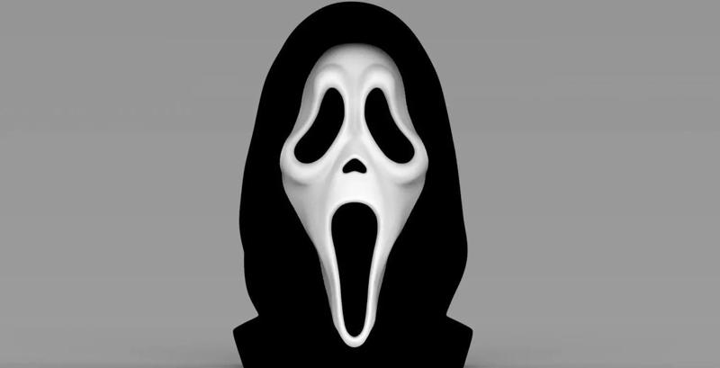 Ghostface bust ready for full color 3D printing