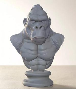 Gorilla Head Bust 3D Model - STL Printable Primate Sculpture