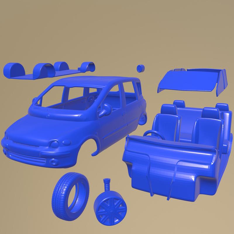 Fiat Multipla 1998 PRINTABLE CAR IN SEPARATE PARTS