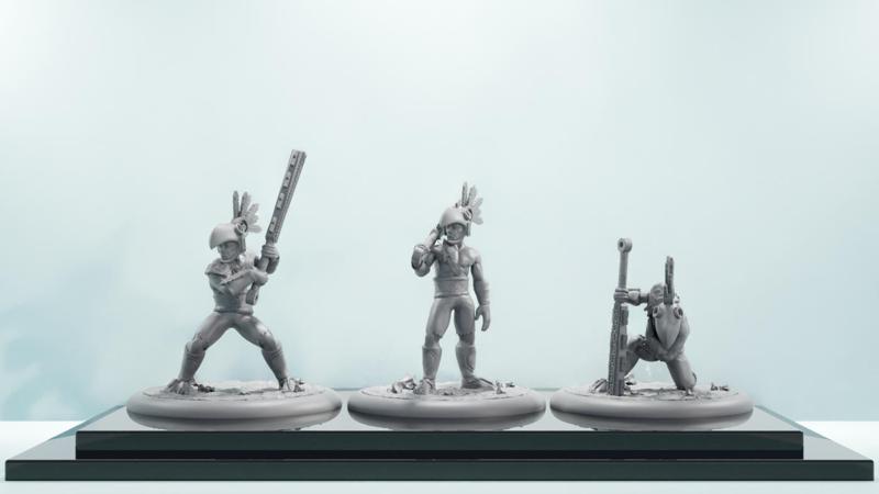 3 Pack DnD Mini - 35mm Aztec Style Melee Character