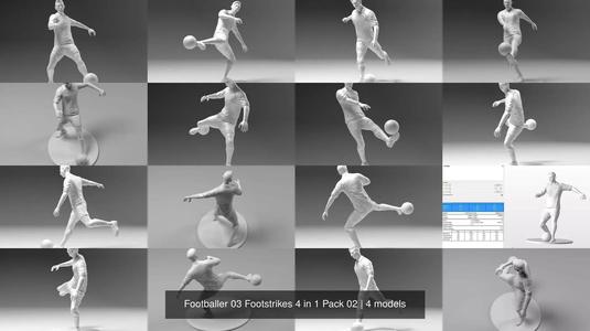 Footballer 03 Footstrikes 4 in 1 Pack 02 3D Model Collection