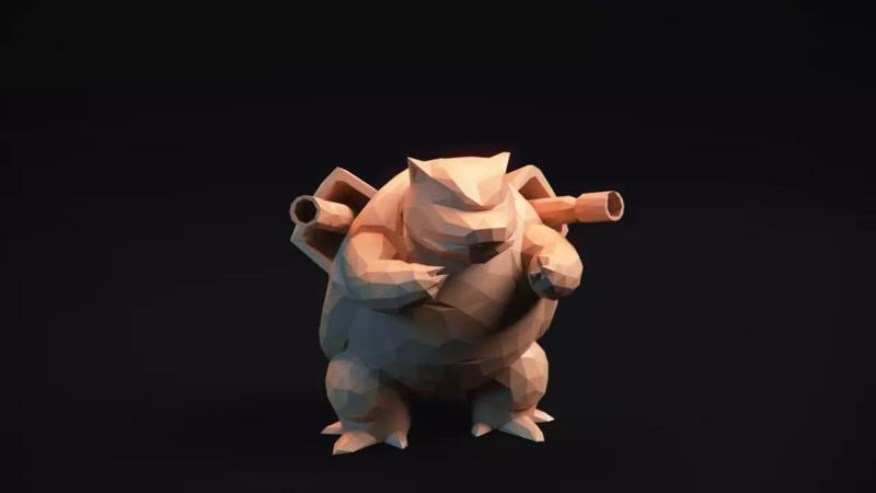 Blastoise - Stylized Pokemon LowPoly Art -